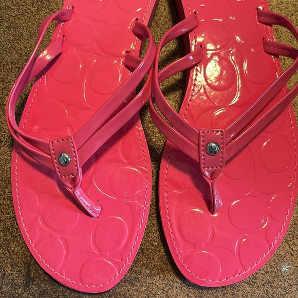 Coach Hot Pink Flip flops. - Picture 2 of 4